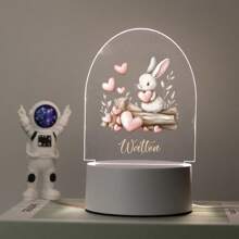 1pc Custom Bedroom Decoration, Custom Easter Bunny Love Creative Style, Custom Light Plate, 3D Light Illusion LED Nightlight, Warm Light Birthday Gift Party Gift Table Lamp Nightlight, Custom Name Creative Light Plate, Custom Personalized Name Nightlight, Christmas Gift, Gift For Family And Friends, Creative Gift Christmas Gift, Custom Nightlight, Custom Party Decoration, Custom Lighting.