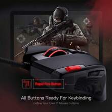 M612 Predator RGB Gaming Mouse, 8000 DPI Wired Optical Gamer Mouse With 11 Programmable Buttons & 5 Backlit Modes, Software Supports DIY Keybinds Rapid Fire Button