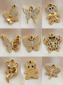 10pcs Diamond Embellished Butterfly Pendant For DIY Earrings, Necklace, Bracelet, Anklet Jewelry Making - Gold - View 11