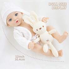 12 英寸栩栩如生的重生娃娃，搭配白色针织服装 - 是女孩、婴儿和节日的完美礼物（包括娃娃）！ - 彩色 - 查看 3