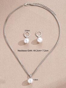 Conjunto de joyería vintage de 2 piezas, un sencillo y elegante collar y un juego de aretes con colgante de perla artificial, para mujer, color dorado, regalo para el Día de San Valentín, mamá, madre, Día de la Madre