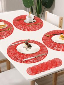 2/12pcs 15" Round Gold Foil Fireworks Pattern Placemats, (PVC) Material, Gold Stamping Hollow Design, Waterproof, Washable, Easy To Clean, Non-Slip, Heat-Resistant, For Room Decor, Dining Table, Home Decor, Suitable For Holidays, Parties, Birthdays, Weddings And Dinners