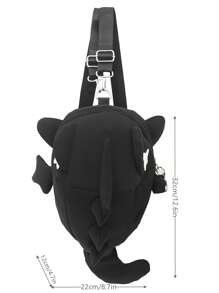 Shark Printed Backpack, Stylish & Simple, Suitable For High School, College Students, Couples, Commuting, Travel, Back To School, Multi-Pocket, Lightweight, Peach Tree Brand, Ideal Gift For Men For Halloween & Christmas Men Essentials School Backpack Anime School Supplies - 黑色 - 查看 2