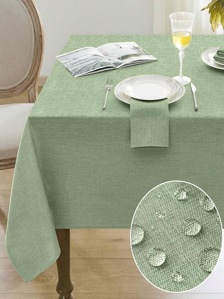 1 khăn trải bàn hình chữ nhật bằng vải lanh giả dày chống thấm nước, chống bắn nước, chống bụi bẩn, vải lanh thô màu mộc mạc, chống rách và bền, thích hợp cho bàn ăn, nhà bếp, quán cà phê, bữa tối tại nhà, tiệc chiêu đãi, sân trong, đám cưới, bữa nửa buổi, trang trại, trà chiều, tiệc tùng, tiệc buffet và nhiều hơn nữa - Màu xanh chanh - Xem 1