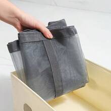 1pc Large Capacity Nylon Mesh Laundry Basket With Sturdy Handles - Breathable, Collapsible Dirty Clothes Storage Box For Bedroom, Bathroom, Dormitory - Classic Black Rectangular Basket, Laundry Hamper