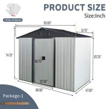8ft X 4ft Outdoor Metal Storage Shed With Sliding Door And Foundation For Backyard Patio Lawn - White And Black