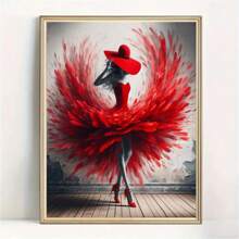 钻石艺术绘画套装，5D DIY 红色连衣裙美女，全圆形钻石艺术套装适合成人初学者 - 水晶水钻套装马赛克手工艺品适用于家居墙壁装饰圣诞礼物 - 彩色 - 查看 2