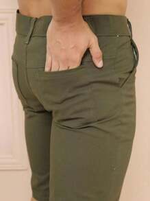 Bermuda Shorts Twill Colored Jeans Premium Men's Plain - 綠色 - 查看 2