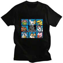 Unique Digimon Clothes Japan Anime Tshirts Men Brand Fce Clothing Streetwear T Shirts Hip Hop Moletom Masculino T-Shirt - 黑色 - 查看 1
