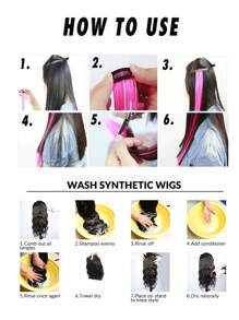 12 件发饰金属丝夹 20 英寸时尚闪光金属丝合成直发接发夹发饰金属丝套装耐热闪亮仙女发饰女士（银色） - 玫紅色 - 查看 7