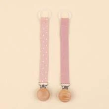 2 piezas Clip personalizado para chupete de bebé con estampado de lunares lindos, patrones personalizados para niños y niñas, clip universal para chupete de bebé, - Multicolor - Ver 21