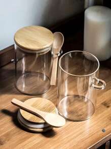 1 件带盖和勺子的塑料食品，透明塑料储物罐可重复使用的隔夜燕麦罐，带竹盖和勺子，密封防潮容器，用于糖、香料、茶、咖啡、面粉、坚果、谷物、沐浴盐的食品储存罐 - 厨房小工具、厨房整理、酸奶和沙拉、厨房配件 - 彩色 - 查看 7