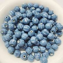 20 PIEZAS Abalorios cerámicos con forma de calabaza a rayas, abalorios esmaltados florales multicolores para hacer joyas, abalorios sueltos espaciadores DIY Accesorios