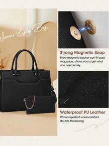 NEWHEY Laptop Bag For Women 15.6 Inch Laptop Tote Bag Waterproof Leather Work Bag Lightweight Laptop Briefcase Professional Women Business Office Bag Travel Handbag Shoulder Bag - Multicolor - View 8