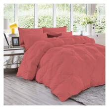 HUIQIN All Season 500 GSM Queen Size Brick Red Pinch Pleated Comforter Set 1000 Thread Count 5 Piece Comforter + 4 Pillowcases Uck Bed In A Bag Pinch Pleat Bedding Sets - 彩色 - 查看 2
