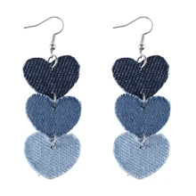 1 Pair Western Ombre Cowboy Style Pendant Earrings, Unique Heart & Water Drop Design Earrings, Versatile For Daily Wear Valentines
