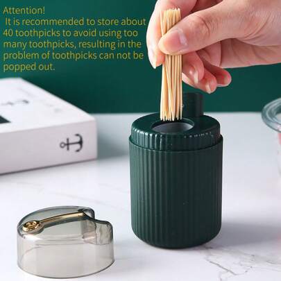 1 pieza Dispensador de palillos de presión, Portapalillos de lujo, Dispensador automático de palillos, Palillos de dientes domésticos convenientes, Almacenamiento de palillos