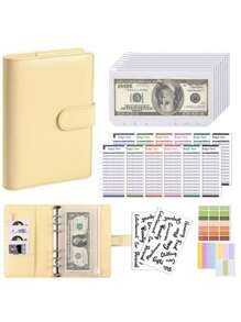 1 件 A6 PU 皮革活页预算簿，带 8 个拉链口袋、12 张彩色预算表、2 张英文贴纸、活页现金预算笔记本，用于省钱和财务规划（不包括硬币） - 彩色 - 查看 13