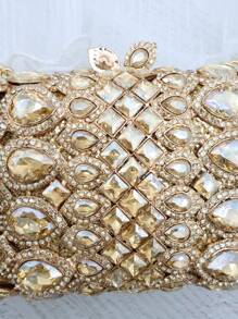 Exquisite Luxurious Gold Color Crystal Evening Bags For Women,Formal Wedding Party Handbag Purse Floral Crystal Handbag, All Handmade Metal Rhinestone Dinner Bags,Vintage Sequin Clutch Wedding Party Prom Bag, Chain Crossbody Evening Purse, Perfect Bride Purse For Wedding, Prom & Party Events,Best Gifts For Ladies