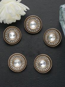 5 件/包优雅圆形金属水钻纽扣，适用于衬衫、连衣裙、开衫、毛衣、外套、夹克、衣服、鞋子、帽子、包包、珠宝的高端 DIY 装饰 - 彩色 - 查看 21
