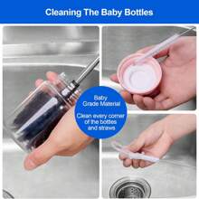Cepillo para botellas, mango largo de acero inoxidable, limpieza de botellas de agua, limpiador de botellas deportivas, cepillo de fregar doméstico apto para botellas de cerveza, tazas, tazones de café, vasos, y tumblers