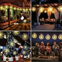 4Pcs 400LEDs Solar Starburst Sphere Lights, Firework Lights 8 Modes Hanging Fairy Light, Dimmable & Copper Wire Fairy Lights For Patio Parties, Tents, Christmas - trắng - Xem 10