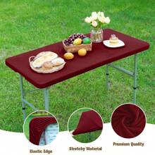 1pc Rectangle Half-Covered Tablecloth, Polyester Washable Wrinkle-Resistant Fitted Table Cover, Suitable For Indoor/Outdoor, Holiday Party, Dining, Banquet - Multicolor - View 33