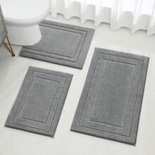 1pc/3pcs Soft Flocked Flocked Absorbent Anti-Slip Bath Mat Set, Washable Bedroom, Living Room, Bathroom Carpet Rug, All Seasons Decor - Grey - View 13