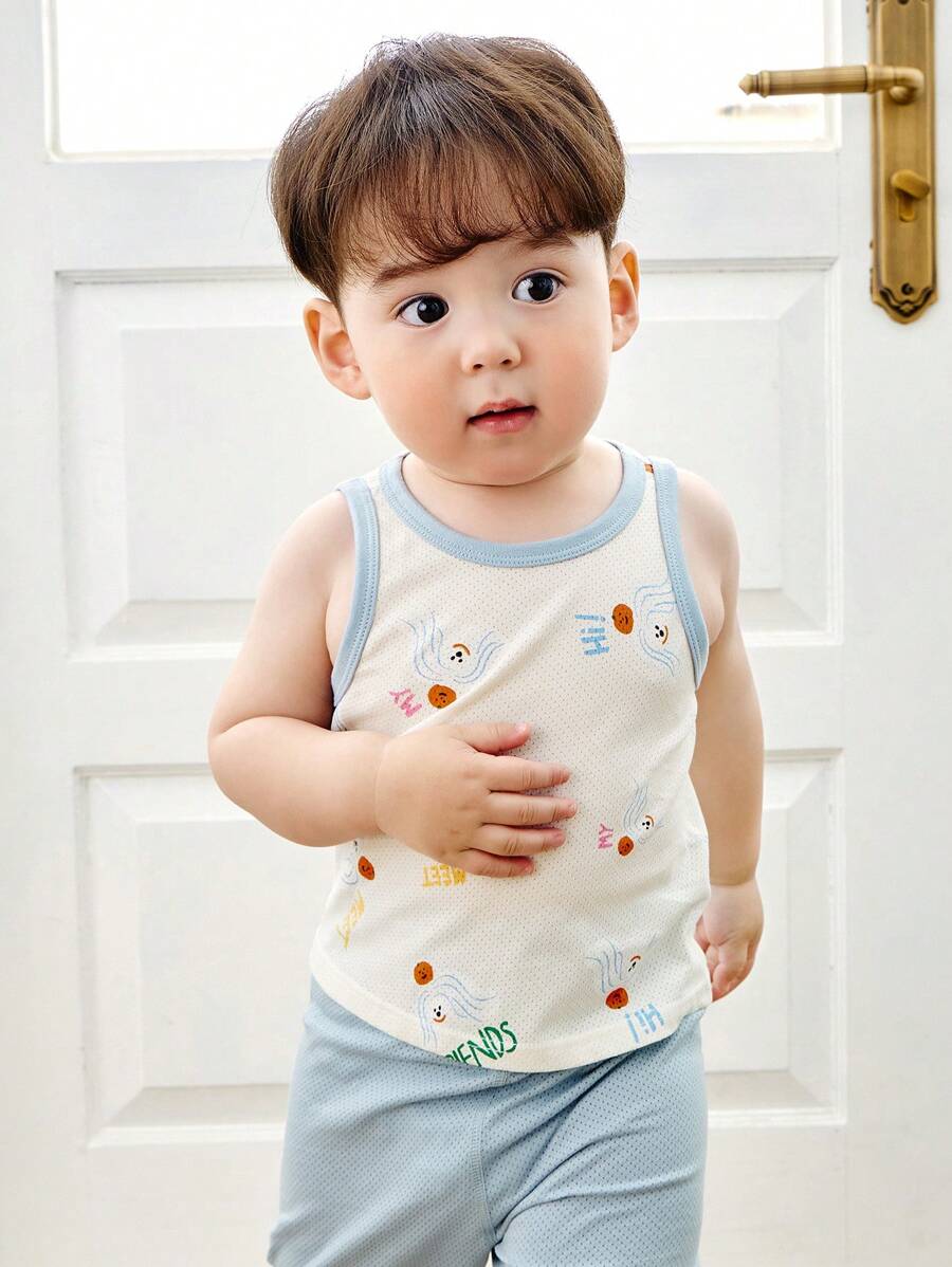 mini bala Boys' Breathable Tank Top, Soft And Sweat-Free Summer Base Layer - Gray Blue - View 1