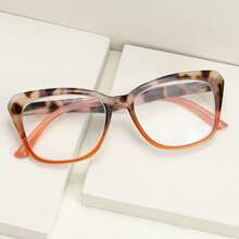 1 st. Elegante grote frame dames leesbril, premium luipaard gradiënt kleur, modieuze lentekleuren, hoogwaardig pc-frame met comfortabele elastische pootjes, een klassieke stijlvolle dames leesbril