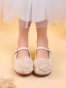 全新春夏儿童包头平底休闲乐福鞋，可爱花朵公主带圆头防滑凉鞋，适合女童、幼儿/小童/大童