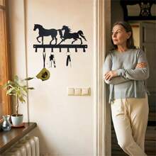 CIFbuy 1 件双马壁钩 - 多功能金属钥匙扣和多用途衣架，可挂外套、帽子和包包 - 非常适合客厅、走廊和办公室 - 黑色 - 查看 5