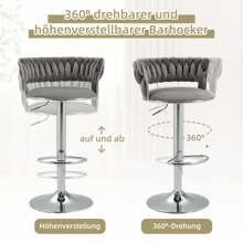 COOLMORE Ensemble de 2 tabourets de bar pivotants à 360 degrés, chaises réglables en hauteur avec repose-pieds pour cuisine, salle à manger, îlot, bar, cave à vin, bureau, salon, argent, style moderne, style haut de gamme