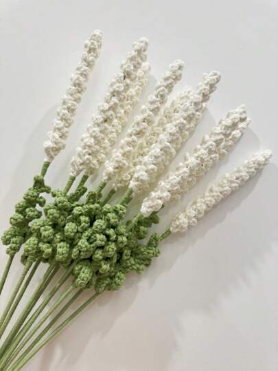 1/3/5 unidades de flor de lavanda em lã de crochê requintada feita à mão (branco leitoso) - buquê artificial de 40 cm, adequado para o Dia da Independência, Dia das Mães, Dia dos Professores, presentes de aniversário, cerimônias de formatura, casamentos e presentes para meninas - macia, realista e perfumada, decoração de jardim, planta externa, jardinagem, flores artificiais