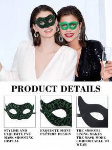 2pcs Patterned Sexy PVC Plastic Masks, Suitable For Parties, Masquerades, Gatherings All Year Round - A - View 8