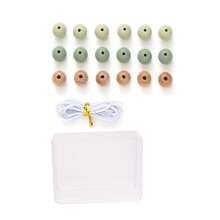 19pcs/Box 12mm Silicone Beads And Wooden Beads DIY Loose Bead Set With Elastic Cord, For Making Bracelet, Necklace, And Various Decorative Pendant - Multicolor - View 18