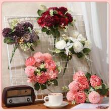 1支/2支人造牡丹花刺绣球花束，仿真玫瑰球菊花，适合秋季婚礼花瓶装饰、客厅卧室家居装饰、节日生日派对用品、户外花园装饰