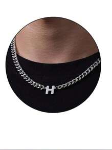 1pc Stainless Steel 26 Letter Fashion Pendant Necklace, Suitable For Daily Wear, Gift For Boyfriend/Girlfriend, Couples