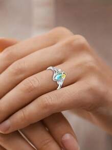 1 件时尚方晶锆石戒指，适合女士，情人节礼物，结婚周年派对珠宝，妈妈，母亲，母亲节，礼物 - 1# - 查看 2