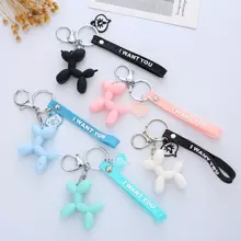 1 Pc Cute Cartoon Creative PVC Balloon Dog Keychain, Kawaii Korean Style Girl Backpack Key Chain Pendant, Multi-Color Options - Multicolor - View 2