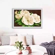 qingfei Blue Fly Precision Cross Stitch Gardenia Bloom, Modern Minimalist Fully Stitched Embroidery Painting Of Peony, Living Room & Bedroom