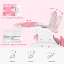 HOMCOM 2 In 1 Convertible Baby High Chair Toddler Table Chair Infant Feeding Seat Removable Food Tray Harness - Pink - View 4