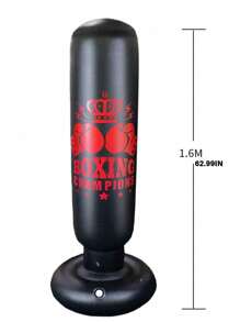 1pc 1.6m Universal Fitness Inflatable Standing Punching Bag, Random Style - Black - View 2
