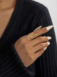 1pc Niche Design Oversized Adjustable Ring With Heart, Moon & Star Shape, European & American