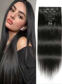 雷米真人发直发夹式接发自然黑色巴西发全头女士适用 8-26 英寸 - SNatural - 查看 3