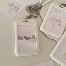 Kpop 照片卡夹钥匙扣卡通动物电脑夹 Kpop ID 徽章夹带钥匙扣学生公交卡吊坠钥匙扣硬壳保护照片套，学校用品，返校 - 彩色 - 查看 9