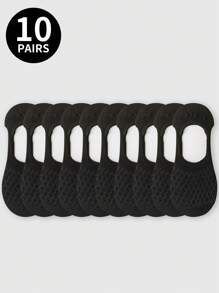 5双/6双/8双/10双/12双装女士网眼薄款纯色隐形袜，防滑船袜，柔软舒适休闲蓬松夏季袜，适合日常穿着、居家、办公、学校、运动等场合，舒适保暖