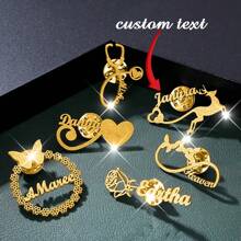 Custom Shiny Frosted Name Brooch Lapel Suit Pin Stainless Steel Heart&Butterfly&Birthday&Flowers&Stethoscope Pins Badge Brooches Personalization Jewelry For Women Men