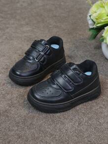 1 Pair Infant/Toddler Versatile New Soft Bottom Fashion Casual Thick Sole Sneakers, Suitable For Outdoor, School, Party, Vacation, All Seasons - Black - View 2