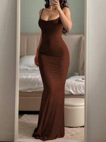 Cherry Sexy Strapless Long Dress - Rỉ Nâu - Xem 2